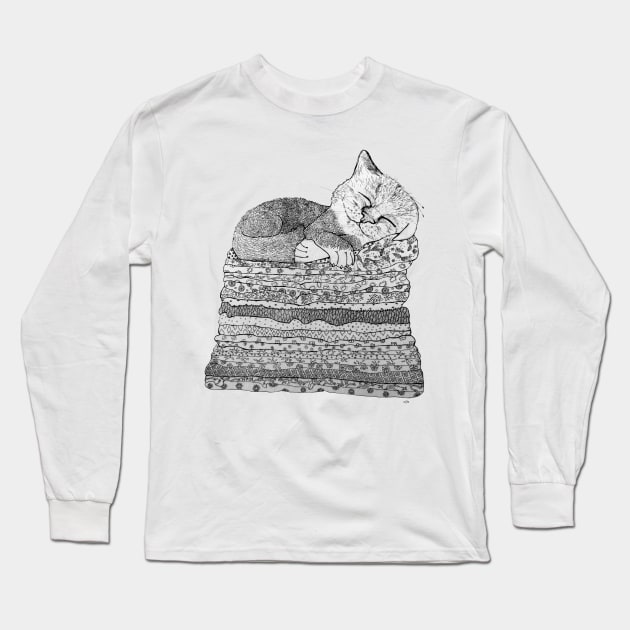 Sleeping Cat Long Sleeve T-Shirt by msmart